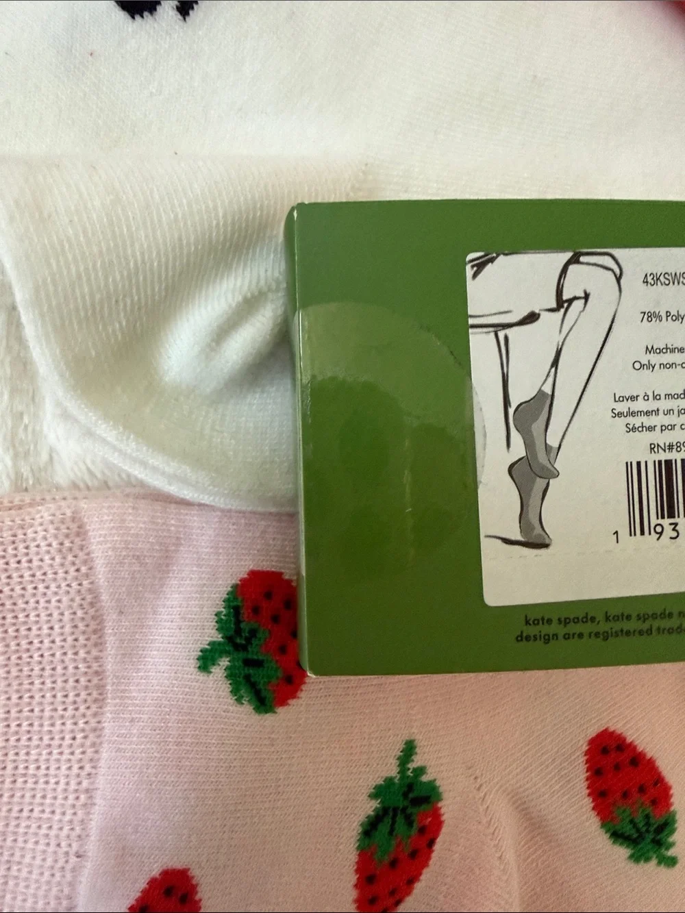 Kate Spade New York 3 Pairs Red, White & Pink Strawberry Ankle Sock Trio